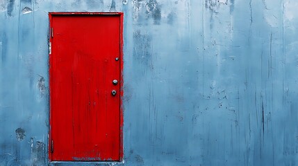 Vintage Red Door on an Old Wall