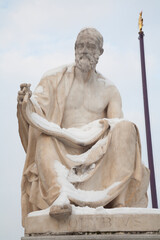 Vienna - Polybius philosopher statue for parliament in winter by Alois Düll (1899)