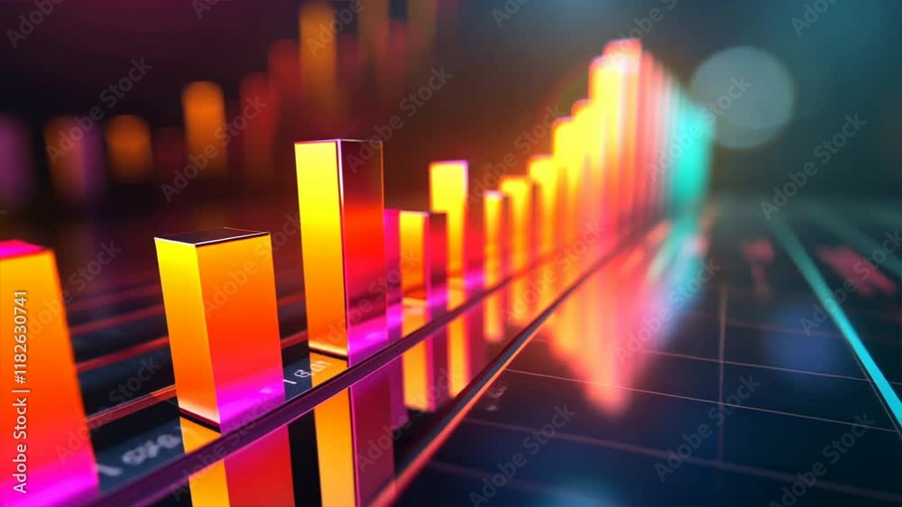 Poster colorful bar graph trends modern data visualization and analytics in business and finance with dynam