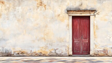 Rustic Vintage Red Door with Minimalist Design
