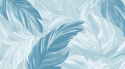 Delicate Pastel Blue Botanical Art: A Stunning Abstract Floral Design for Modern Home Decor