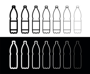 Plastic bottle icon (PET). Symbol of plastic recycling or ecology. Packaging for water, soda or beer.