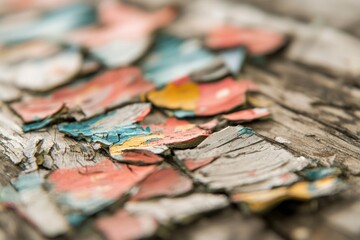 Naklejka premium Close-up of wooden surface with painted design