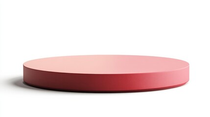 Empty 3D podium with a sleek, minimalistic design and soft red and pink hues, isolated on white 
