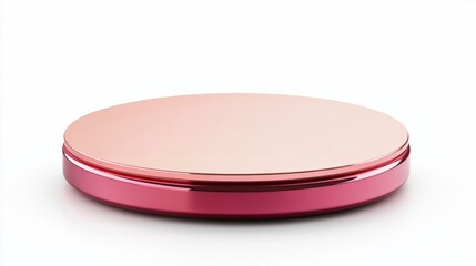 Empty 3D podium with a sleek, minimalistic design and soft red and pink hues, isolated on white 