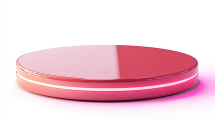 Empty 3D podium with soft pink and red lighting, perfect for Valentine's Day events, isolated on white