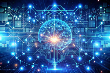 Fototapeta premium Global network connection, digital technology, futuristic world.