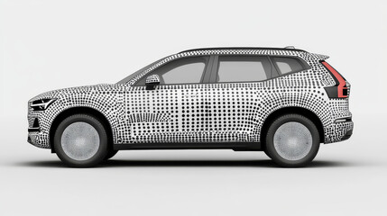 Car SUV side view. The car consists of circles and dots