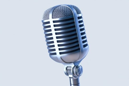 A vintage-style microphone on a clean white surface