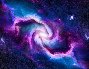 stunning cosmic nebula with vibrant purple and blue swirls in deep space