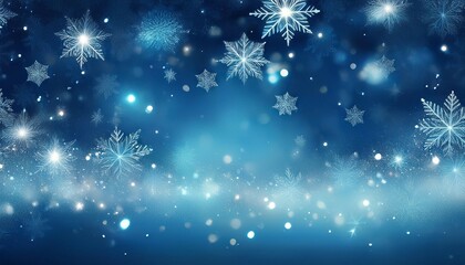 sparkling blue winter background with snowflakes