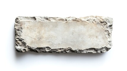 Weathered stone sign plate isolated on a white background