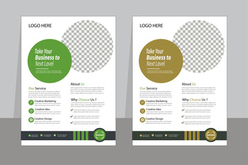 Corporate business flyer template design set with aqua and white or red and white color. modern business flyer template. vector template design, abstract, unique business flyer.