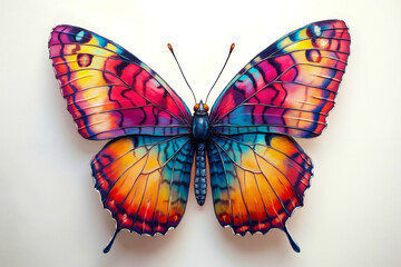 Fototapeta premium A colorful butterfly on a white background