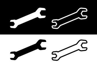 Wrench icon. Tool for assembling mechanisms, connecting nuts and bolts. Symbol of repair, service or production of equipment. Attribute of a master, auto repair shop or factory.