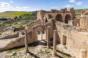 Dougga, Beja, Tunisia. Antonian, or Licinian, Bath at the Roman ruins.