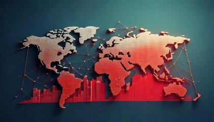 An artistic representation of global geopolitical risks, highlighting interconnectedness and economic factors.