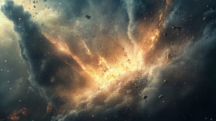 Fototapeta premium Fighter of the particles. The plane is the curve composed of circles