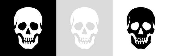 Skull icon. Symbol of poison and danger. Pirate flag attribute. Human skull.