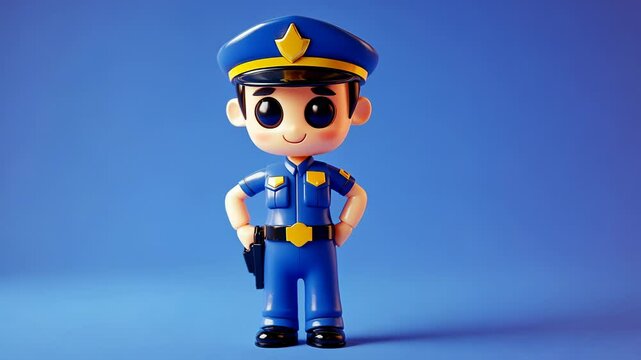 Playful Cartoon Police Officer and Firefighter Characters in Colorful Uniforms and Safety Gear