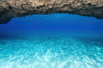 Fototapeta premium A beautiful blue ocean with a sandy bottom