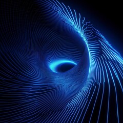 Fototapeta premium Abstract Neon Architectural Design. Futuristic building structure with vibrant blue neon lines. Intricate geometric forms. Dynamic and innovative architectural concepts.