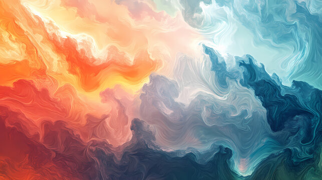 Dramatic skies with vibrant atmosphere dim light and rolling cumulus clouds. Cloudspire. Illustration