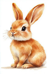 Obraz premium A drawing of a small brown rabbit sitting on a white surface