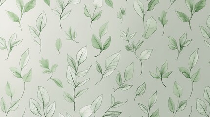 Fototapeta premium Green Leaf Pattern on Pastel Background