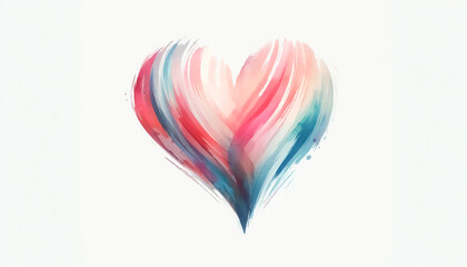 Abstract watercolor illustration of a heart, with soft colors. Valentine's Day