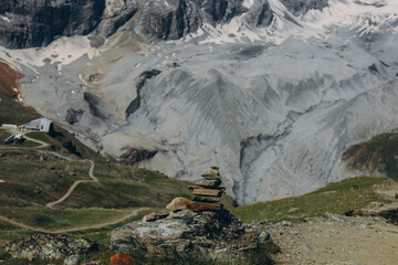 beautiful mauntain landscape in Italian Dolomites Alps. Passo Pordoi. South Tyrol. Italy