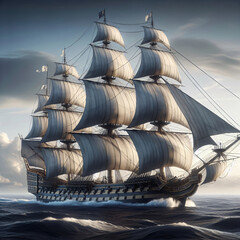 Naklejka premium A ship of the line from the age of sail