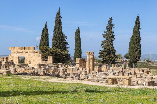 Bizerte, Tunisia. Roman ruins at the Utica Archaeological Site.