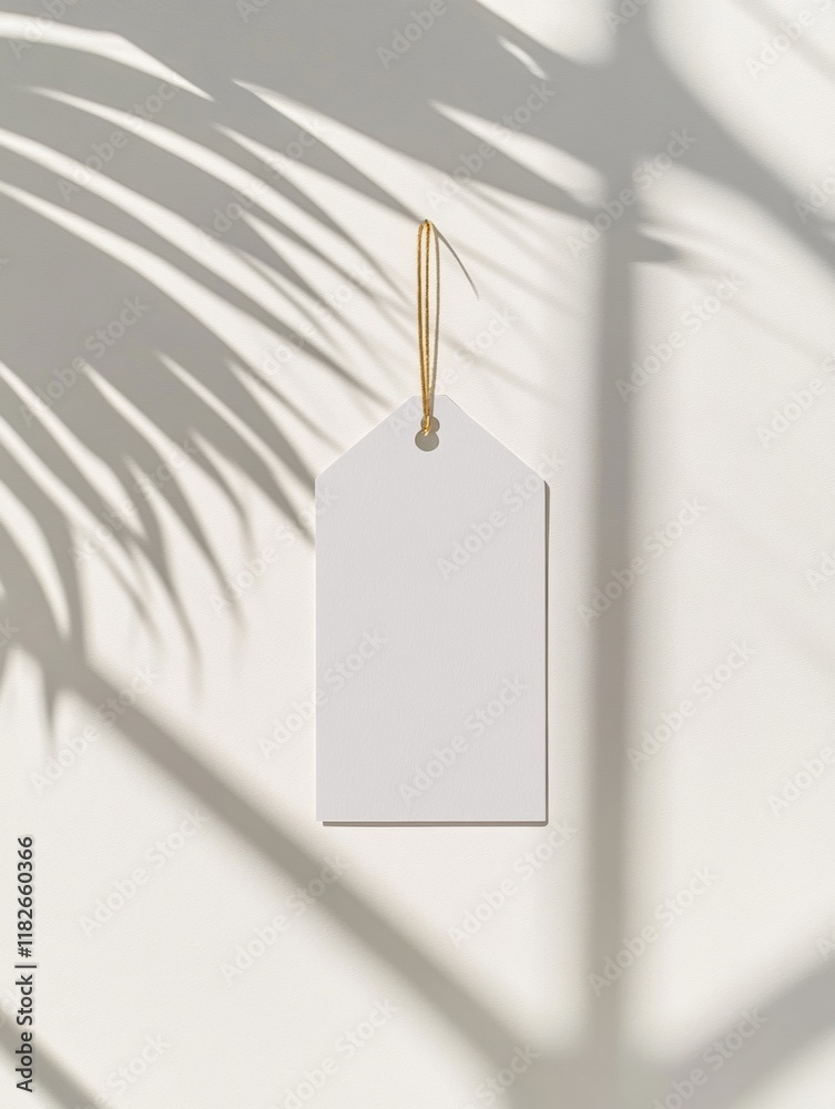 Poster minimalist name tag with golden accents on crisp white background