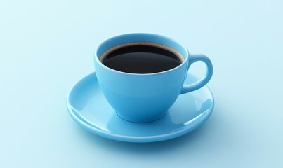 Espresso coffee served in a blue cup. This hot beverage is a classic morning routine for many people, symbolizing comfort and the start of the day.