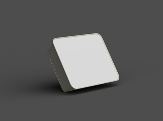 3d rendered image of a small rectangular food foil tray isolated on a dark background