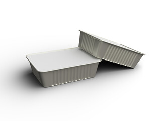 3d rendered image of a small rectangular food foil tray isolated on a transparent background