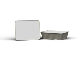3d rendered image of a small rectangular food foil tray isolated on a transparent background