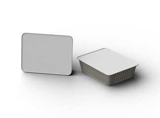 3d rendered image of a small rectangular food foil tray isolated on a transparent background
