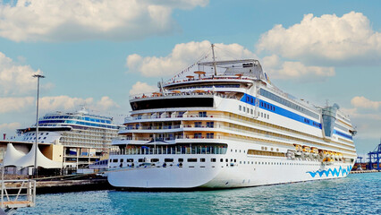 Giant cruise ships large passenger ships port Las Palmas de Gran Canaria