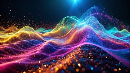 Abstract 3D Wave Particle Background with Copy Space - Left Alignment