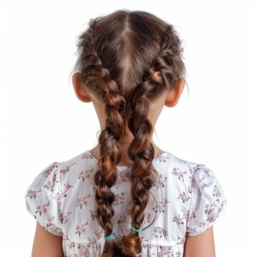 Young girl is presenting her french braided hair style