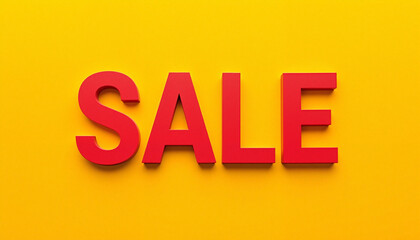Sale text in bold red letters on yellow background