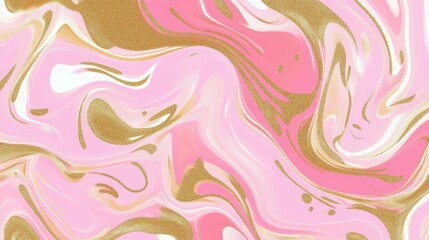 Fototapeta premium Stunning Pink and Gold Abstract Liquid Marble Design. Elegant, Vibrant, and Unique Background