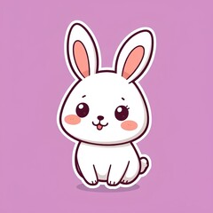 Obraz premium Little cute bunny in a pink background