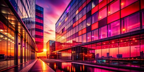Abstract Crimson Coral Pink Purple Gradient Architectural Background - Stock Photo