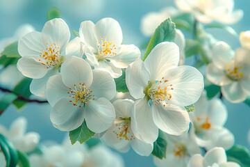 Obraz premium White flowers of jasmine. The branch delicate spring flowers.