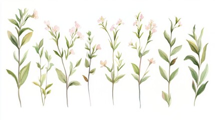 Delicate Watercolor Flowers and Plants