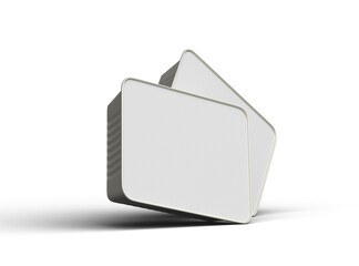 3d rendered image of a small rectangular food foil tray isolated on a light background