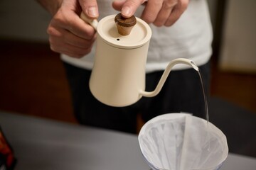 Pouring Coffee Using a Distinct and Unique Brewing Method for Enhanced Enjoyment With Artistry